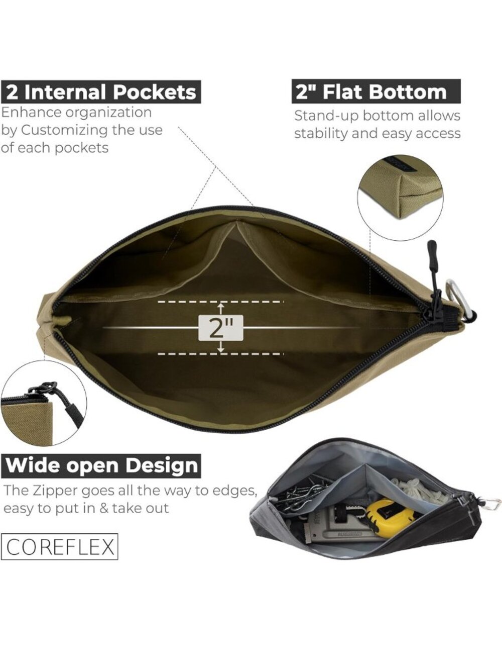 Coreflex 6 Pack  Tool Pouch Zipper Bag, Small Tool Bag, Multipurpose Storage - Picture 2 of 6